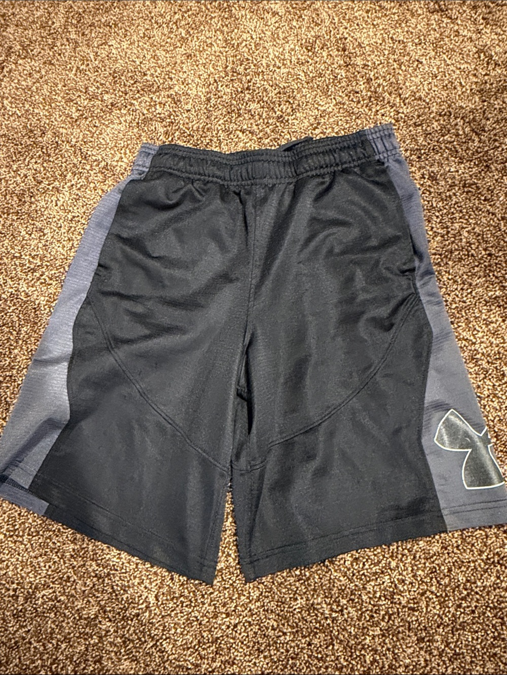 Under Armour Black Athletic Shorts with Gray Side Panels